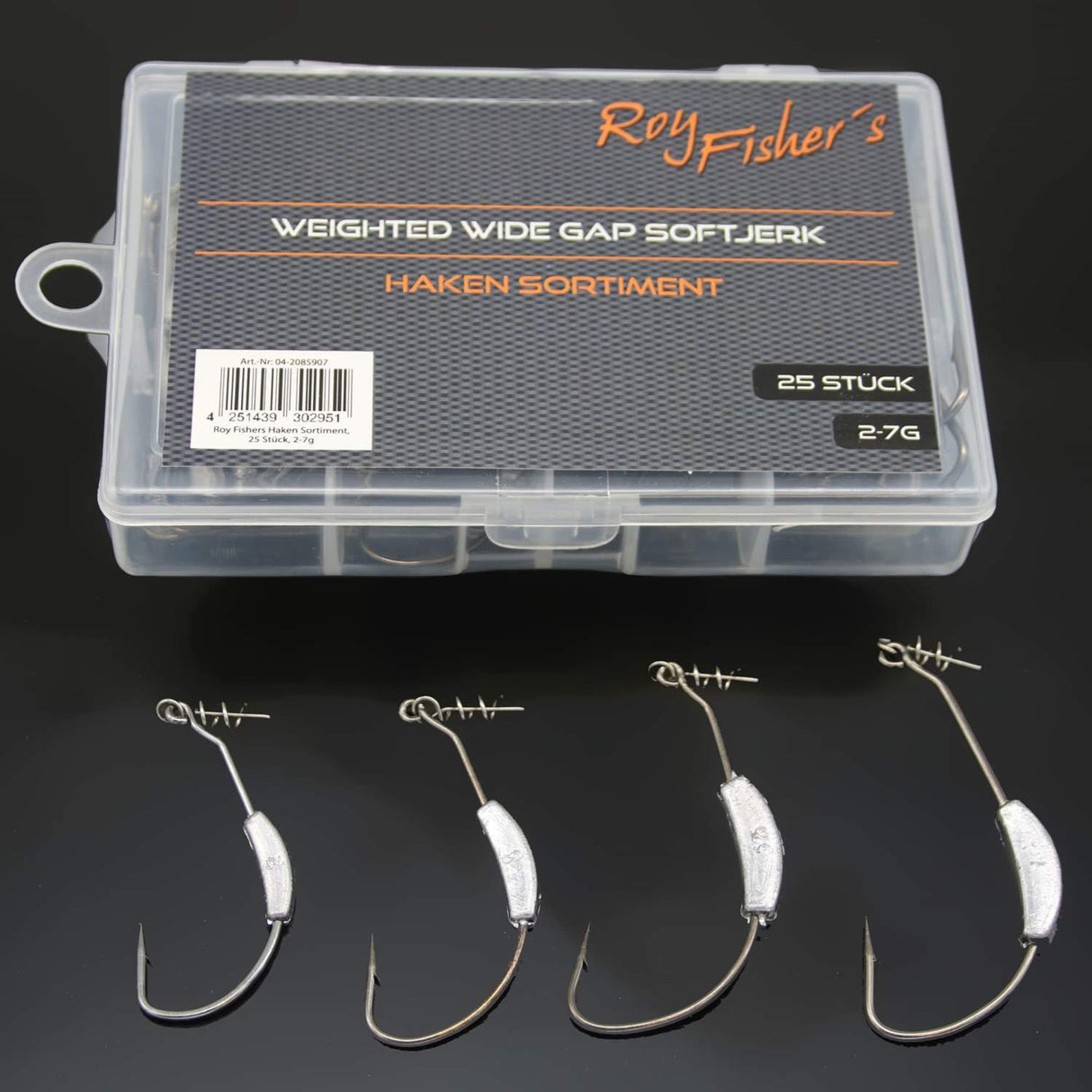 Roy Fisher's Weighted Wide Gape Soft Jerk Haken Sortiment 2-7g