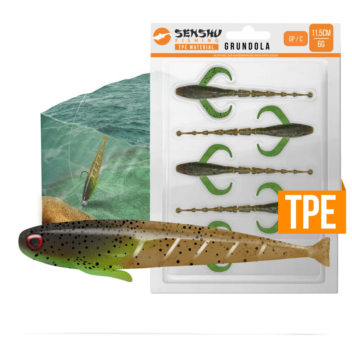 Senshu Grundel Kunstköder 11,5 cm – 5er Set für Raubfische