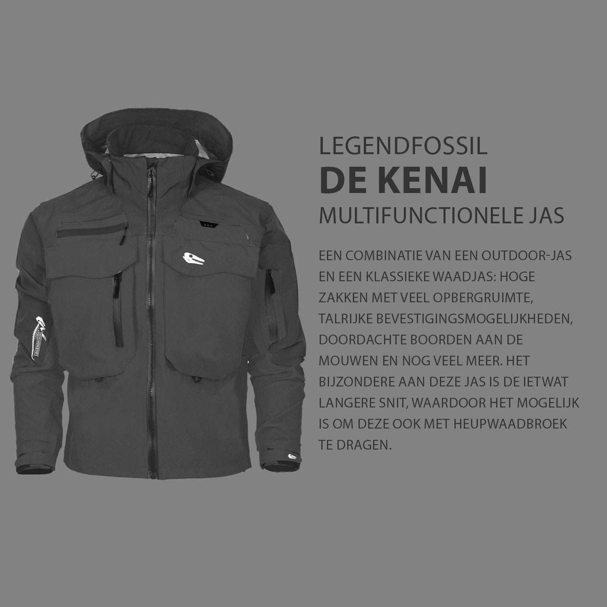 Legendfossil Outdoorjacke Kenai - Wasserdichte Outdoorjacke - Fleecefutter - Winddicht - Graphit Schwarz