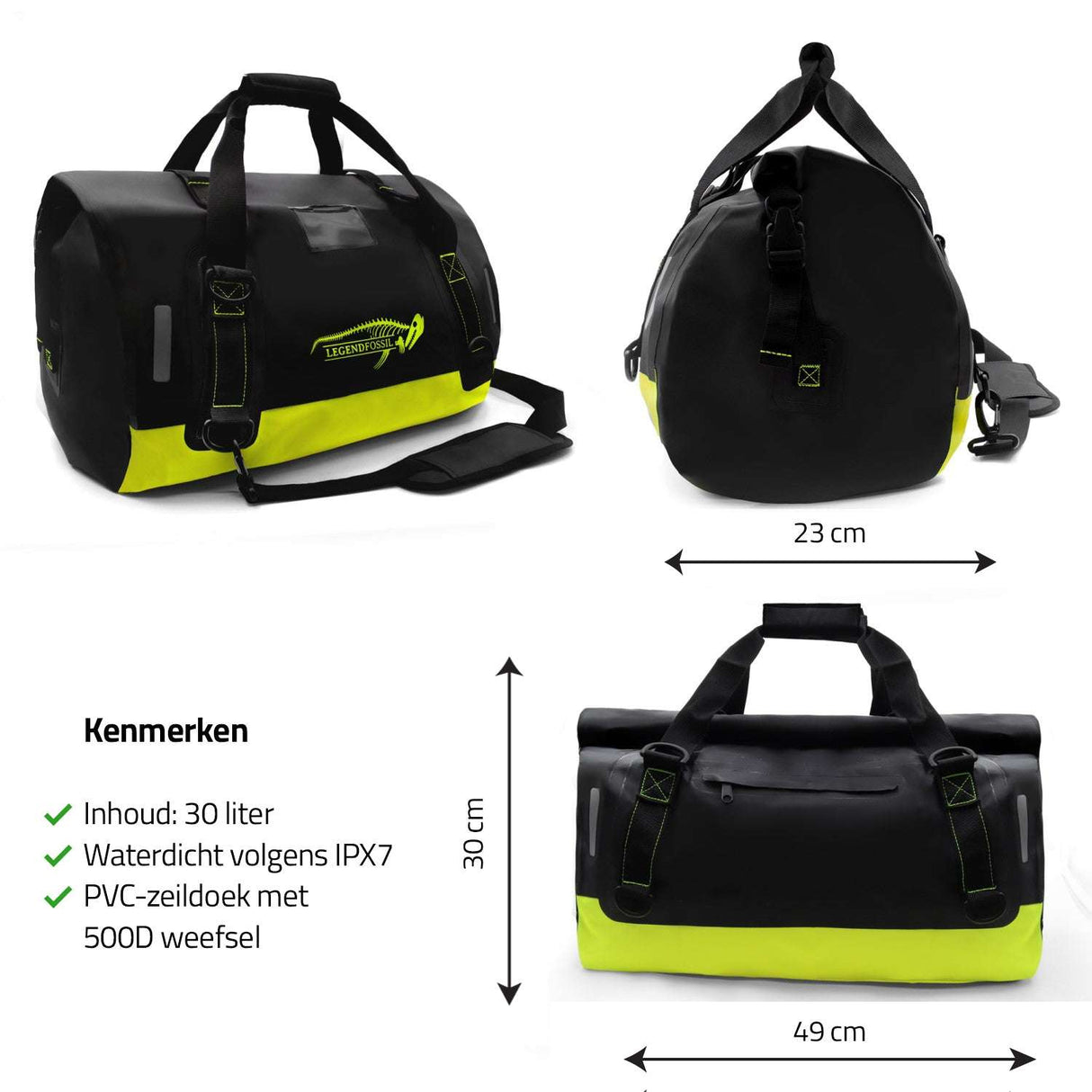 Legendfossil Waterproof Bag Sjømat 30L Drybag Schwarz/Gelb