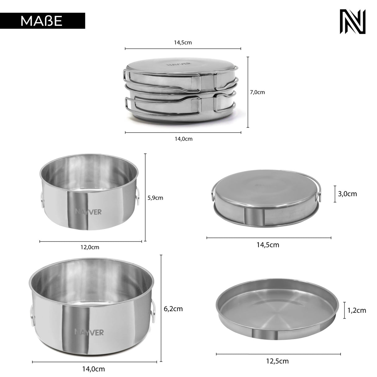 NAYVER Kochgeschirr-Set - Outdoor Töpfe & Pfannen