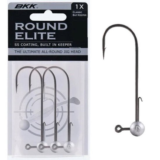 BKK Round Elite Jigheads + Baitkeeper (Grau)