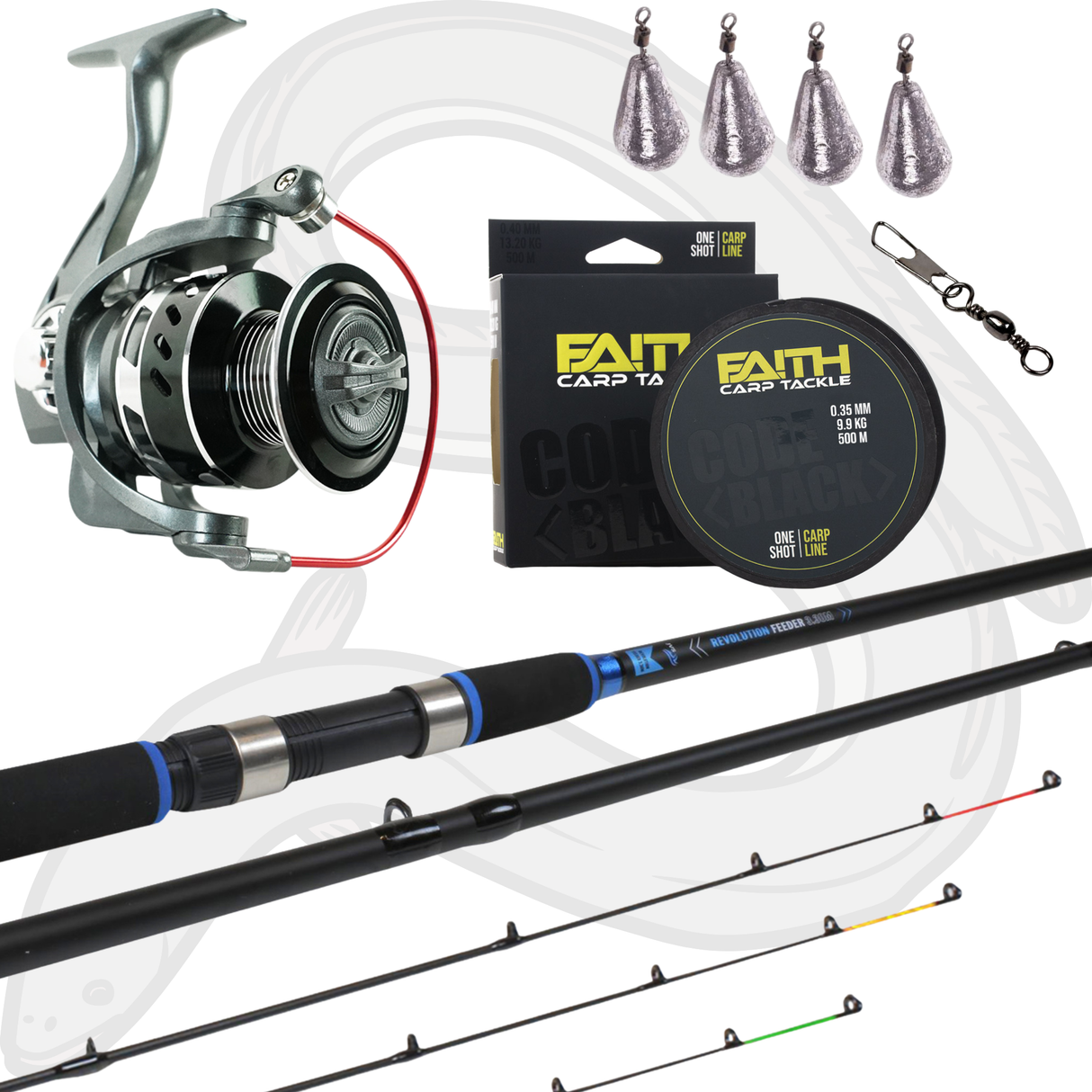 Set de pêche à l'anguille complet avec canne, moulinet, ligne et accessoires