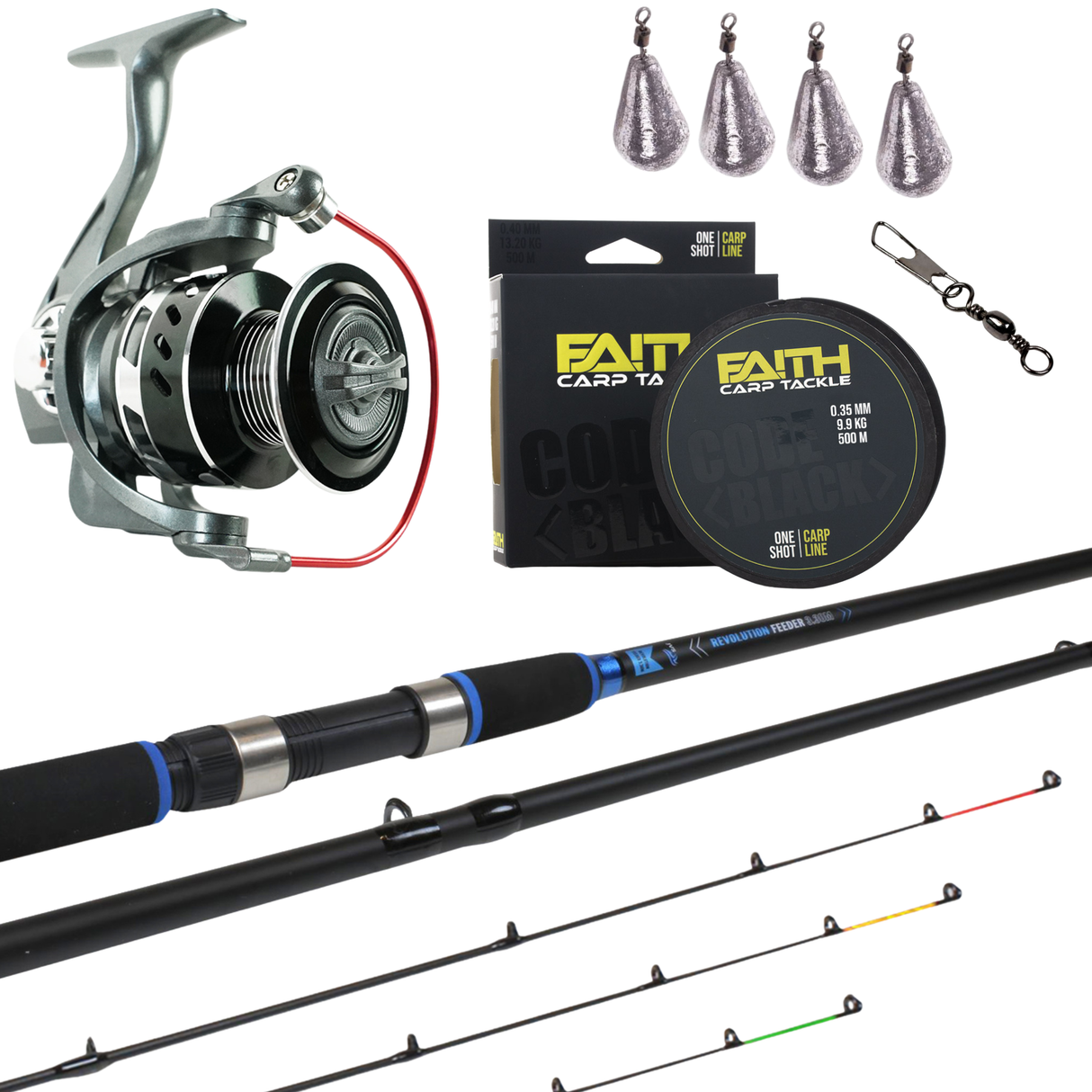 Set de pêche à l'anguille complet avec canne, moulinet, ligne et accessoires