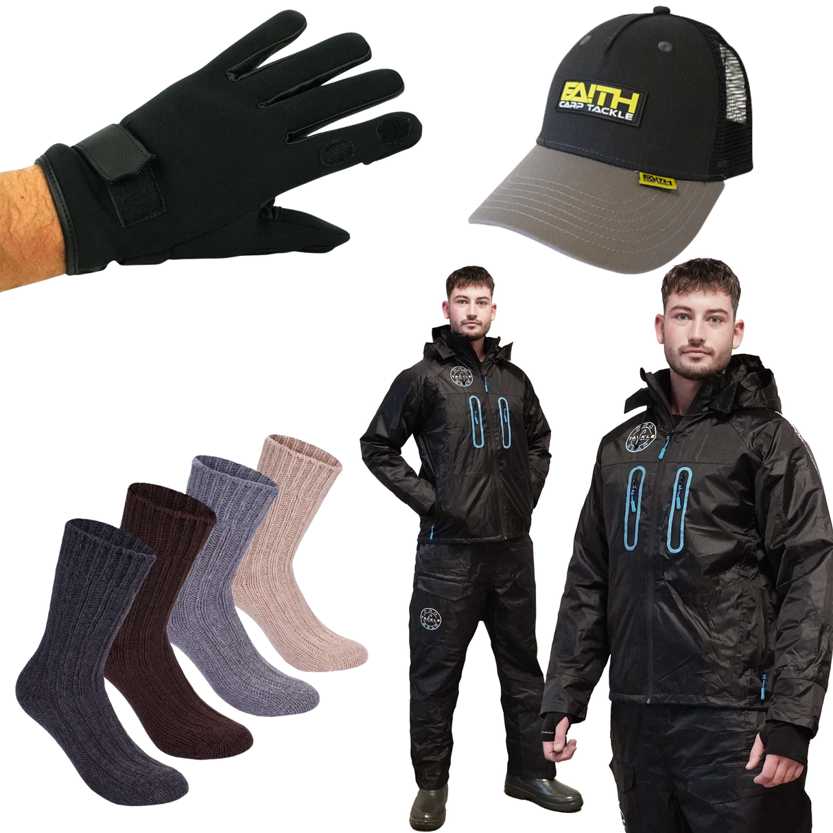 Angel Bekleidungsset mit Thermoanzug Socken Cap und Handschuhen