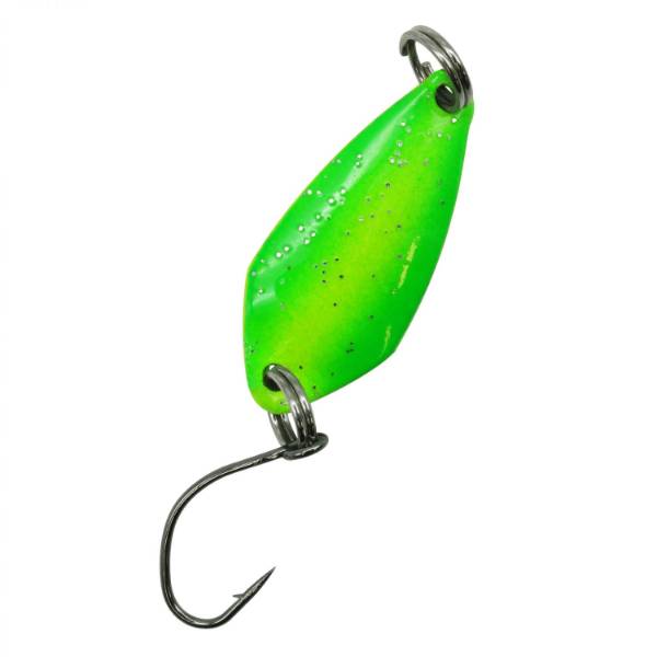 Troutlook Forellen Spoon 3,4g Yellow Green Chrom Glitter