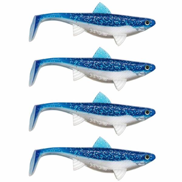 Senshu Real Fin Shad 8cm 4g 4er Set Flaky Blue