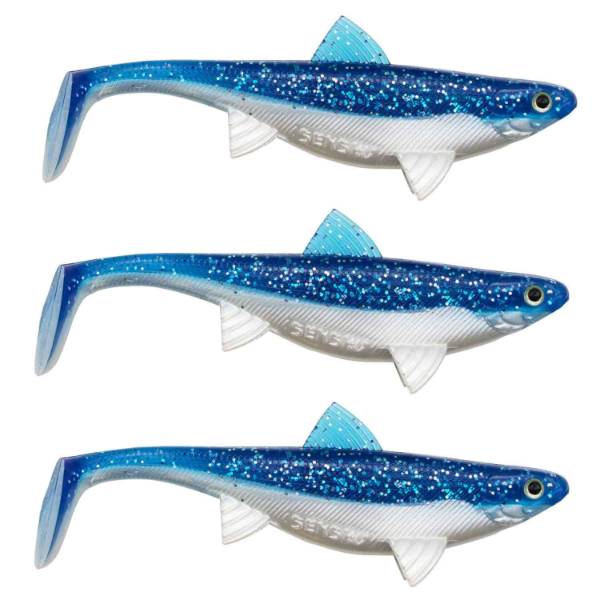 Senshu Real Fin Shad 12cm 13g 3er Set Flaky Blue