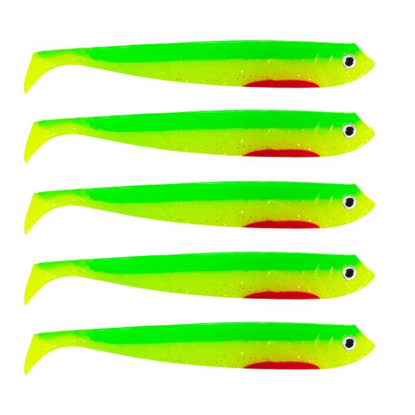 Eurocatch Fishing Zander Gummifisch Shad 12cm, 5 Stk UV Firetiger - 12cm