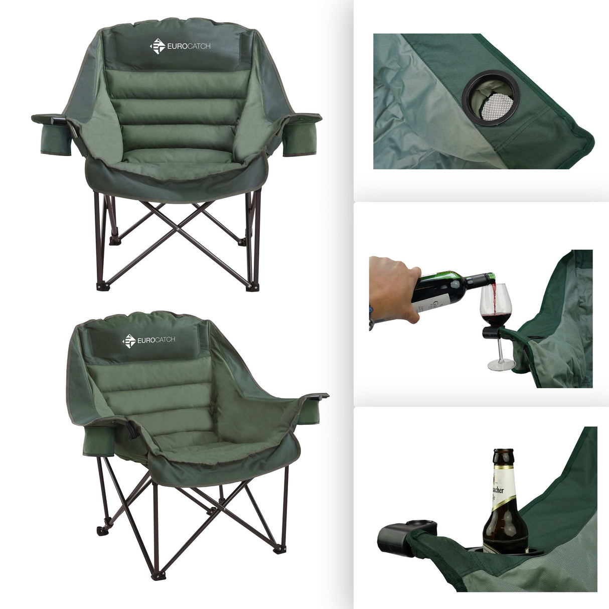 Eurocatch Comfy Club Chair XXL - Klappbar mit 2 Getränkehaltern