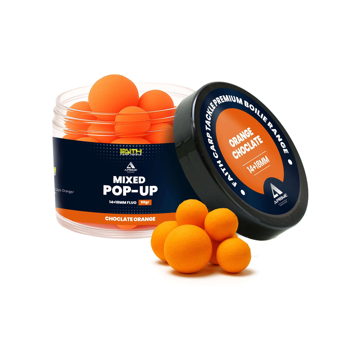 Faith A-Prime Pop-Ups - 14+18mm - 50g Orange & Chocolate