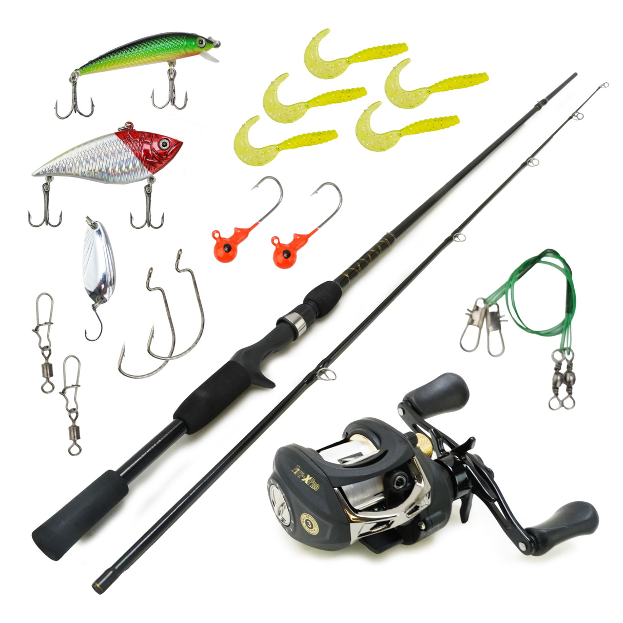 FISH-XPRO Baitcasting Combo Raubfisch-Set 1,95 m – Baitcaster-Komplettset
