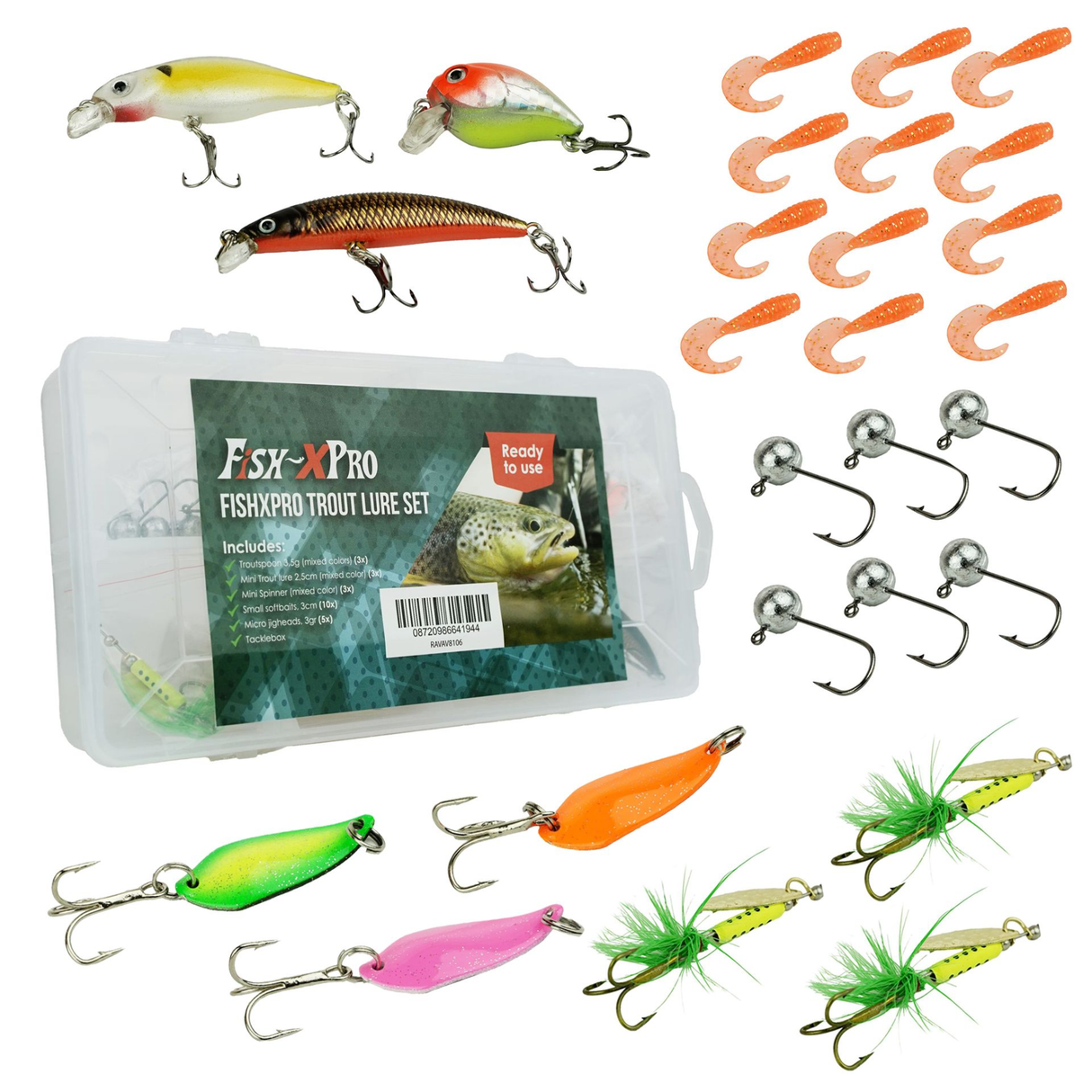 FISH-XPRO Forellenköder Set – Spoon, Spinner & Softbaits