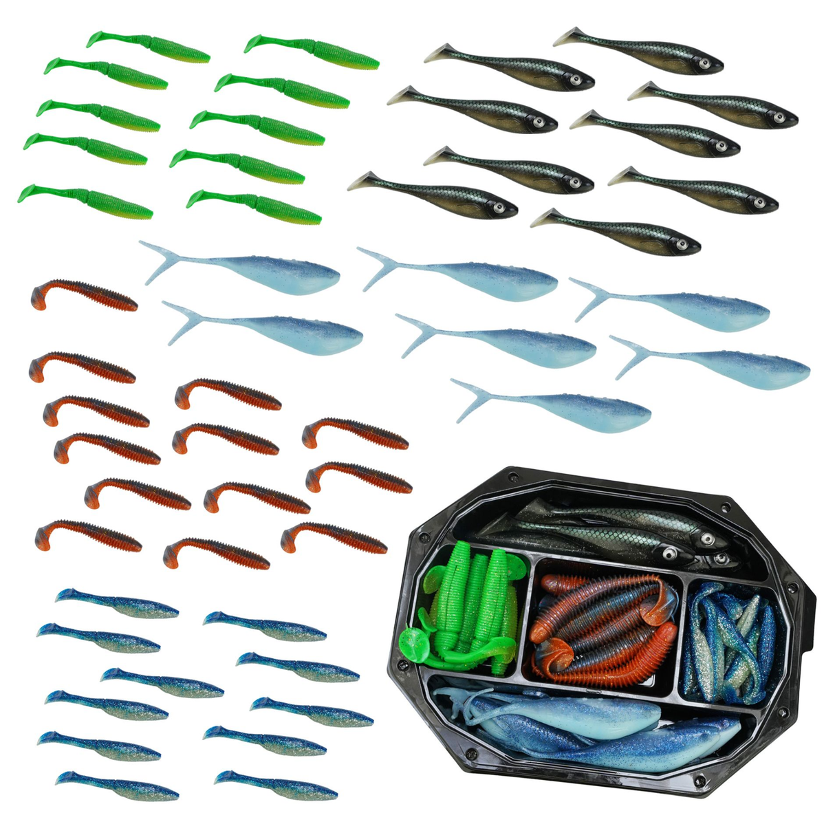 FISH-XPRO Gummiköder-Set – Hecht, 10-20 cm (30 Stk.)