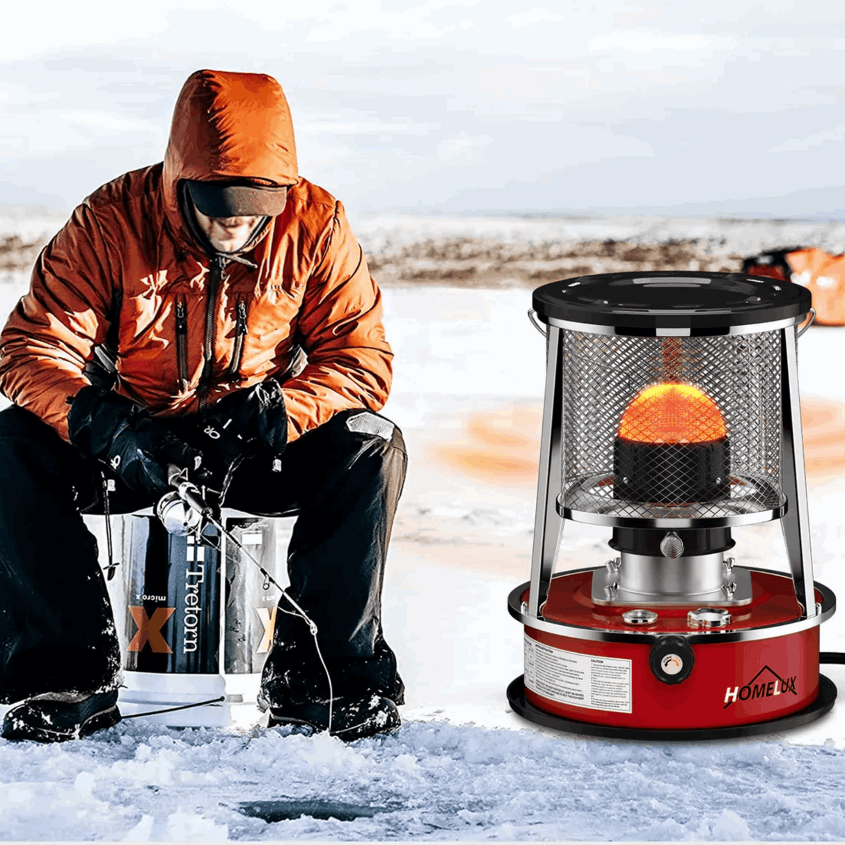 Homelux | Petroleumkachel mit Tragetasche – Kompakte Notheizung für Innen & Außen – 2600W – Mit Kraftstoffanzeige