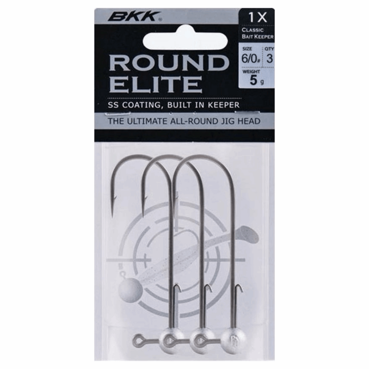 BKK Round Elite Jigheads + Baitkeeper (Grau)