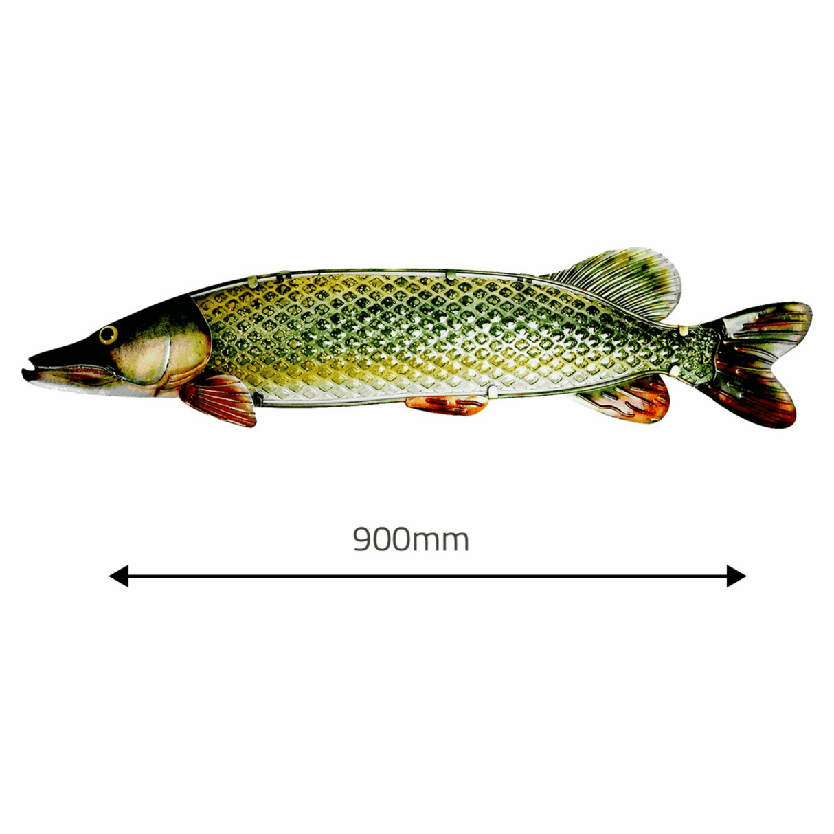 Eurocatch Hecht Wanddekoration 90cm 3D Metall & Glas Kunst