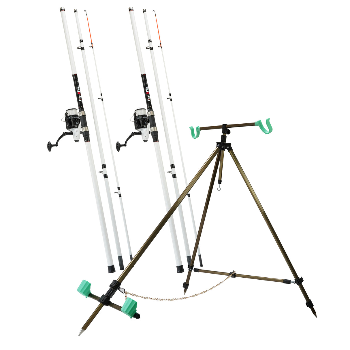 FISH-XPRO Beach Pro DeLuxe Brandunsgangeln-Set 2-Ruten 3,90m