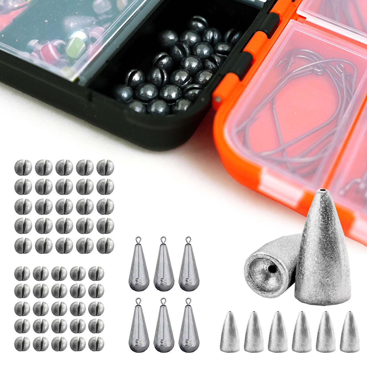 FishXpro Haken & Blei Set 201-tlg. inkl. Tacklebox