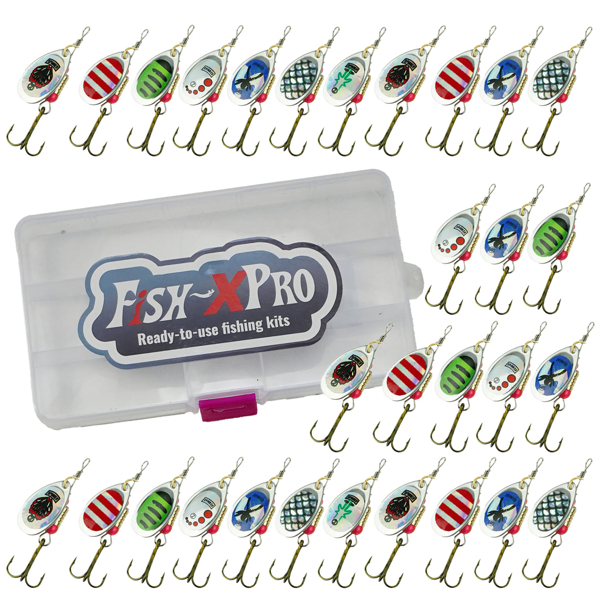 FISH-XPRO Spinner Set – 31-teilige Spinner mit praktischer Tacklebox