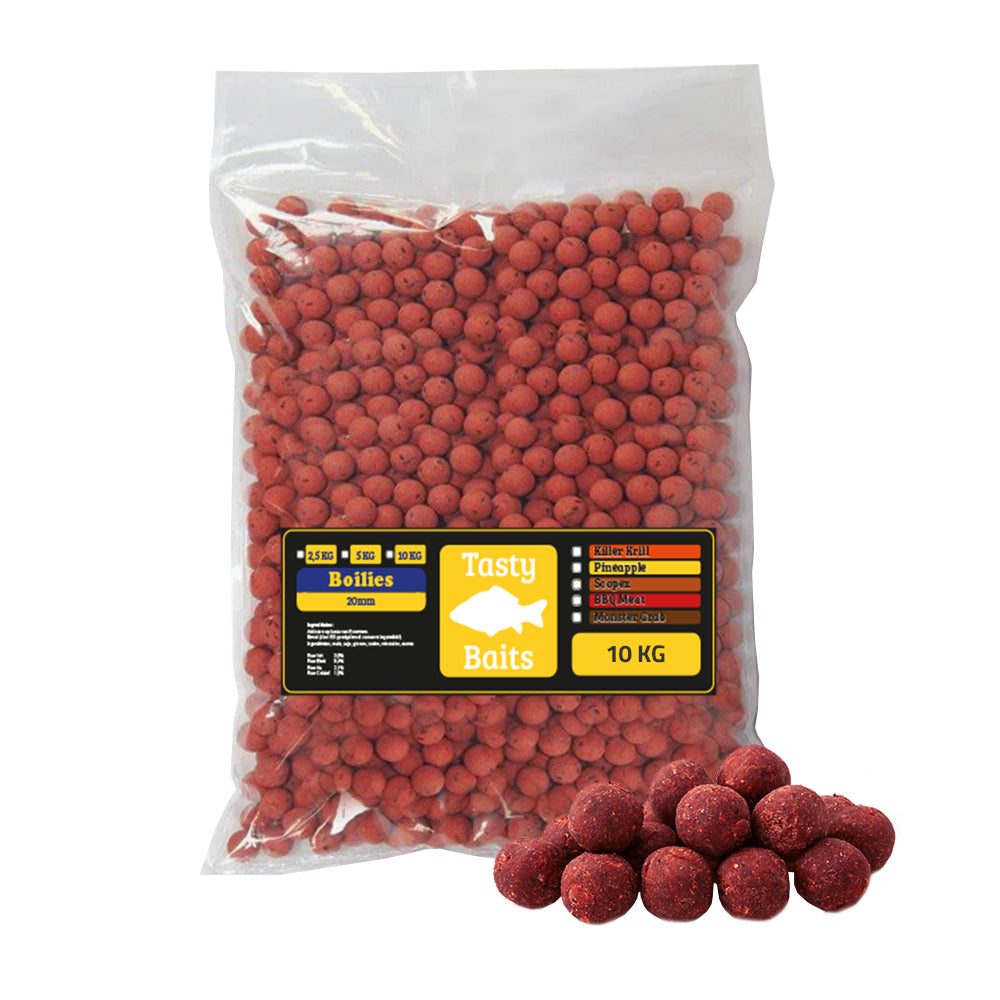 Tasty Baits Erdbeere Boilies – 20 mm – 10 kg Karpfenköder