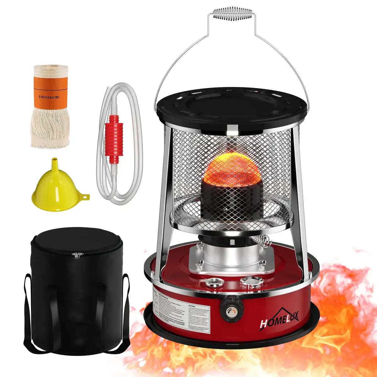 Homelux | Petroleumkachel mit Tragetasche – Kompakte Notheizung für Innen & Außen – 2600W – Mit Kraftstoffanzeige