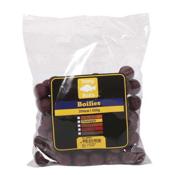 Tasty Baits Daypack Boilie – 20 mm, 500 g | Verschiedene Sorten Mulberry Magic