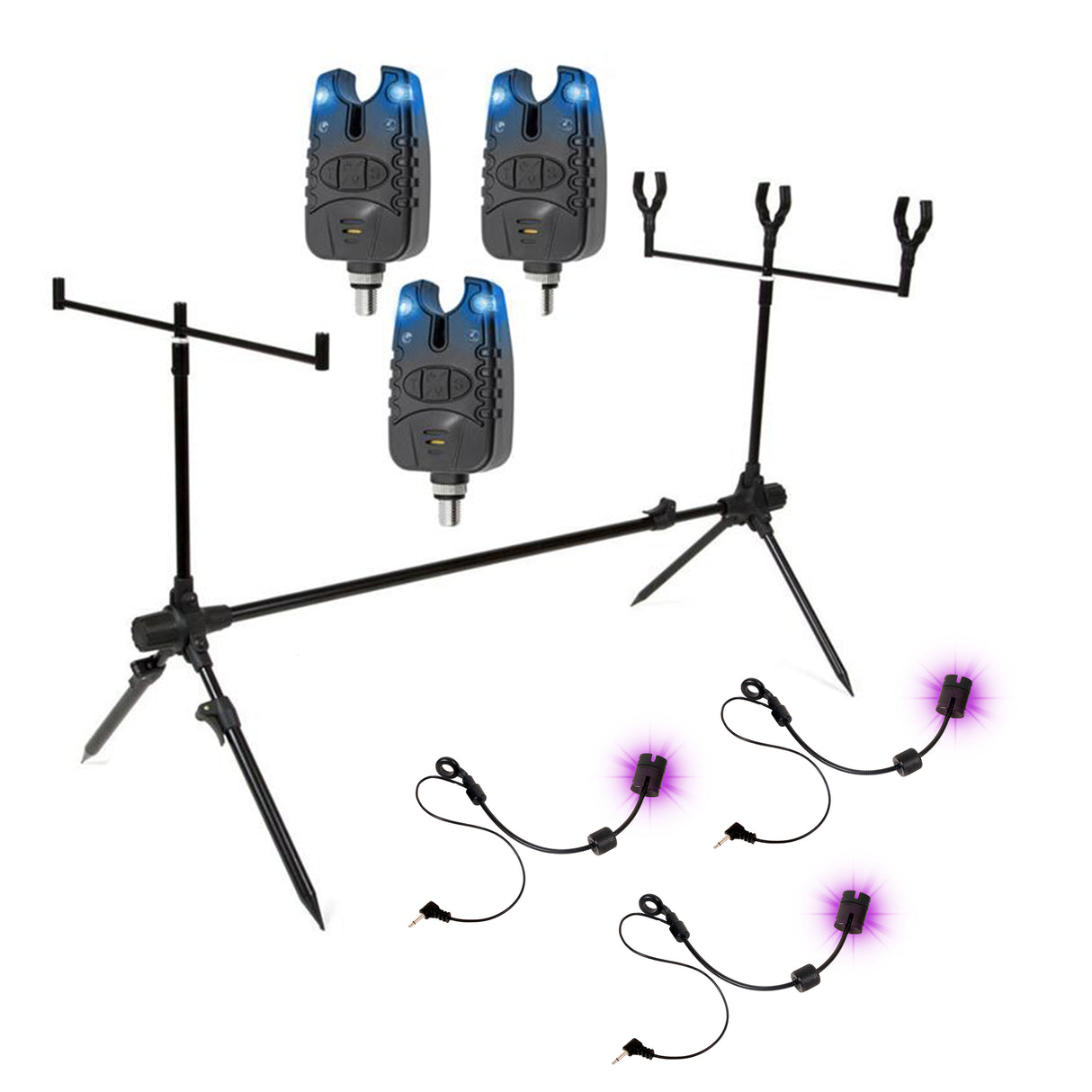X2 Base Rodpod Set – 3 Bissanzeiger & 3 Swinger für Karpfenangeln