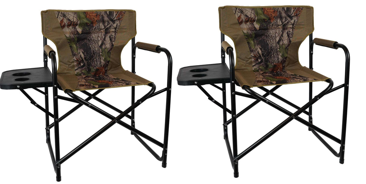 Eurocatch | 2X Klappstuhl Camping | Mit Seitentisch – Camouflage – Directors Chair