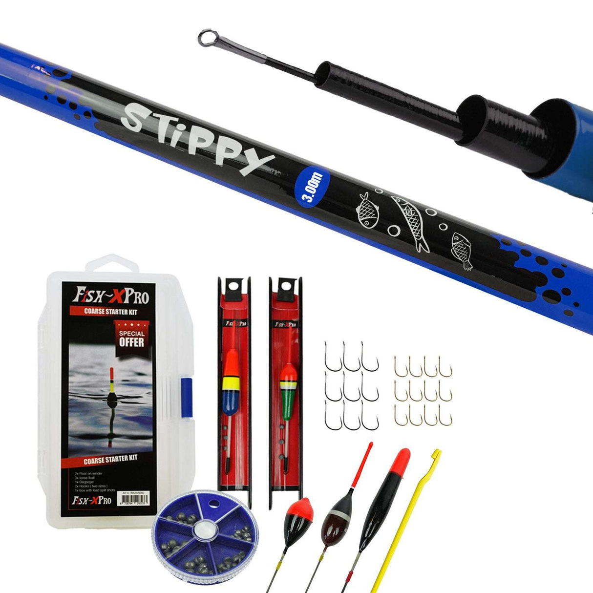 Anfänger Stippangel Set mit Rute Eimer Futter und Dosenmais