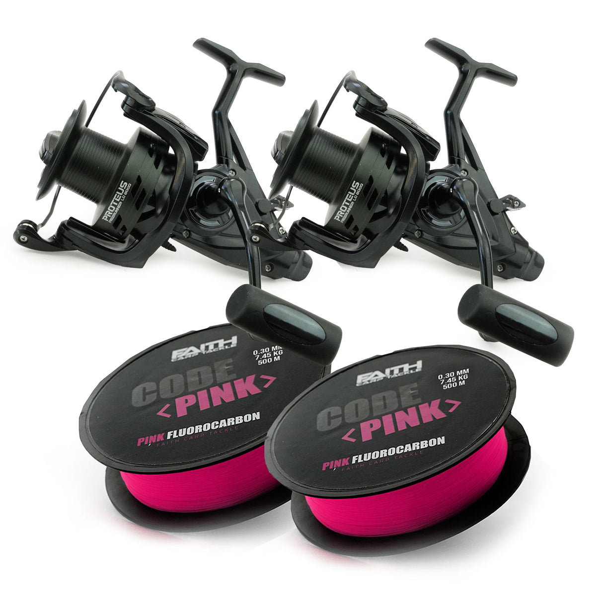 Faith Proteus Freerunner LC 8000 Set – Karpfenrollen-Set mit Fluorocarbon-Schnur