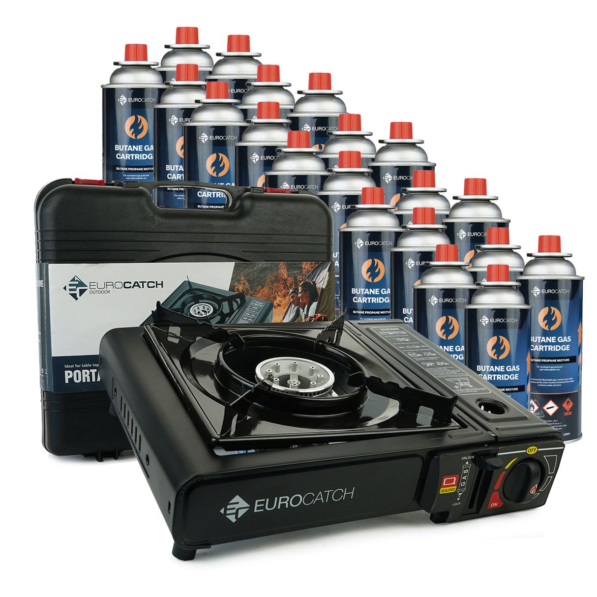 Eurocatch Outdoor Gaskocher + Gaskartuschen 20