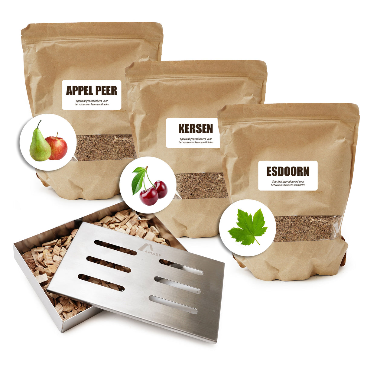 Eurocatch Räuchermehl Set mit Edelstahl Räucherbox 3x4L