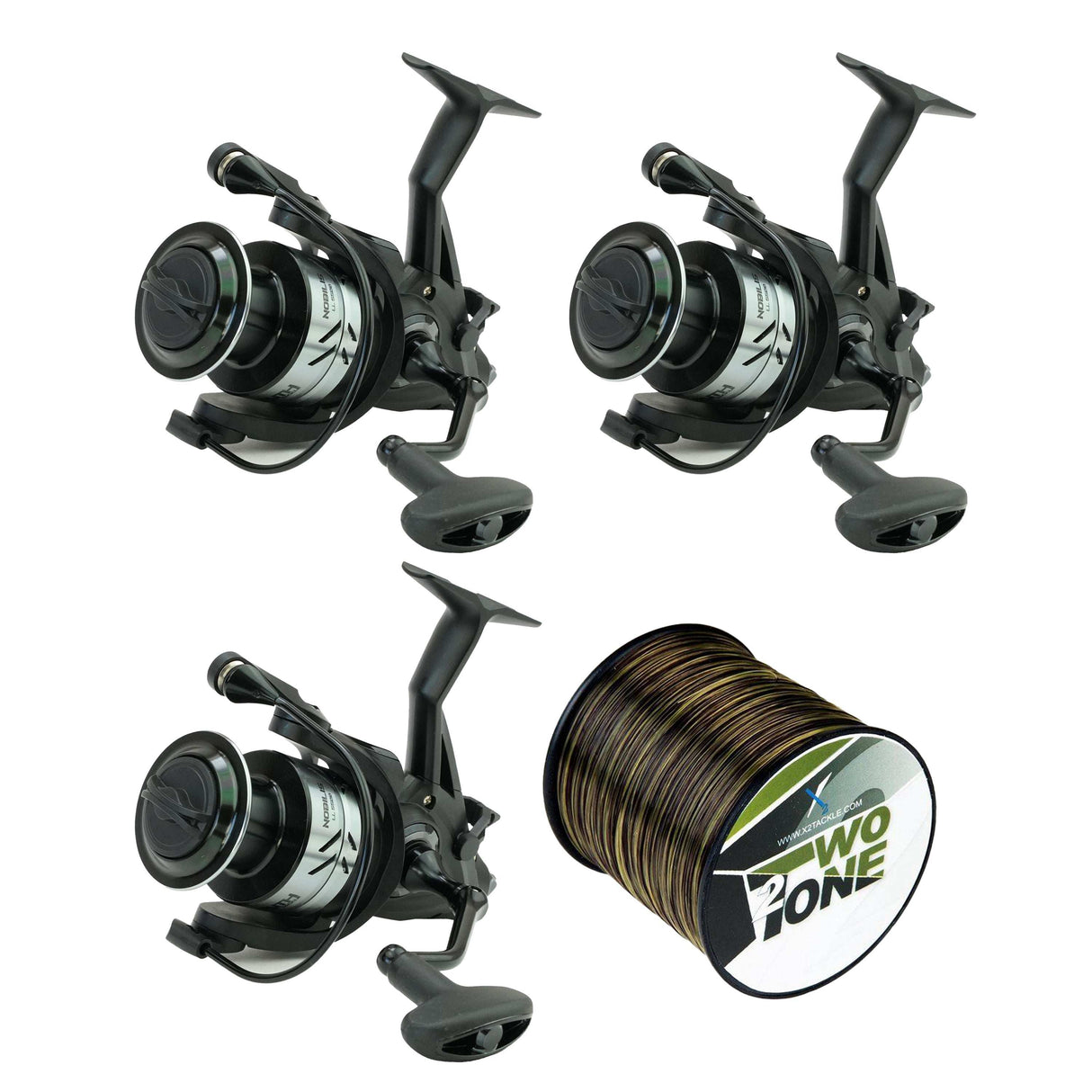 Faith Nobilis LL 3500 Karpfenset mit 3 Freilaufrollen und X2 Two Tone Nylon Schnur