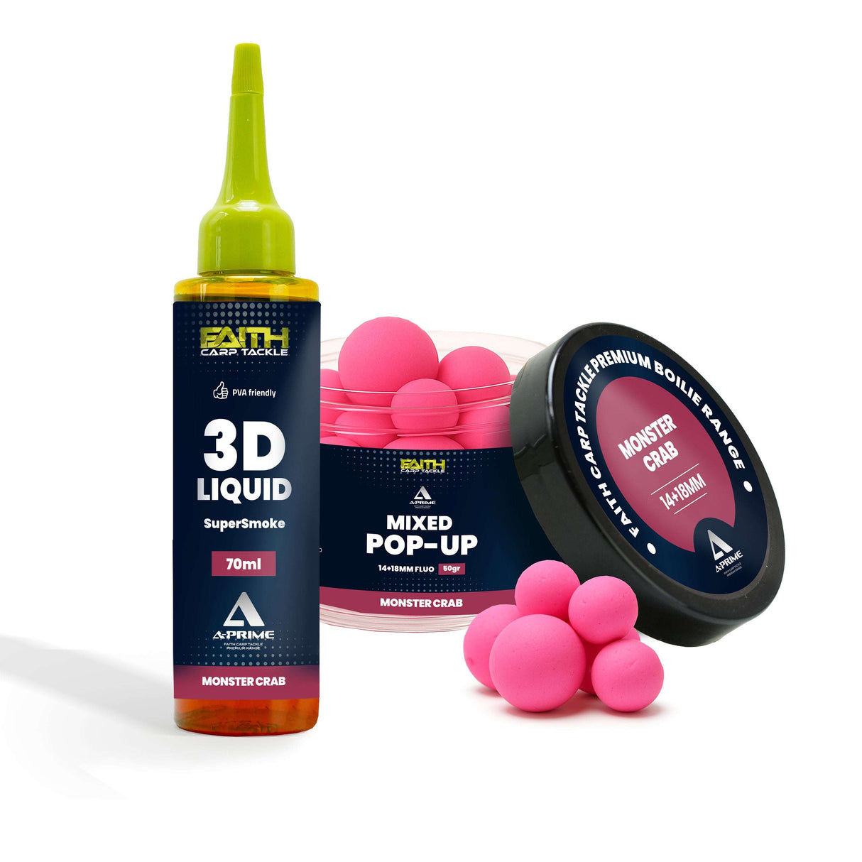 Faith A-Prime Pop-Up Boilies in verschiedenen Geschmacksrichtungen Monster Crab