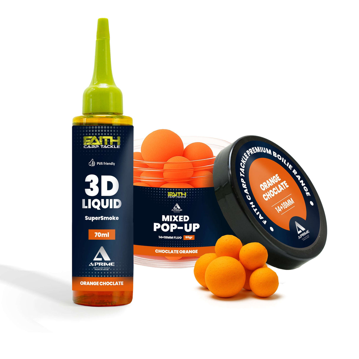 Faith A-Prime Pop-Up Boilies in verschiedenen Geschmacksrichtungen Orange & Chocolate