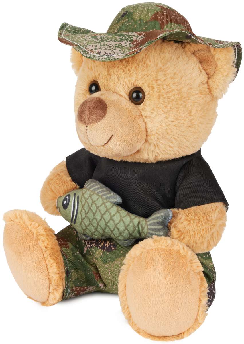 Teddybär Angler mit Fisch und Anglerhut - 25 cm