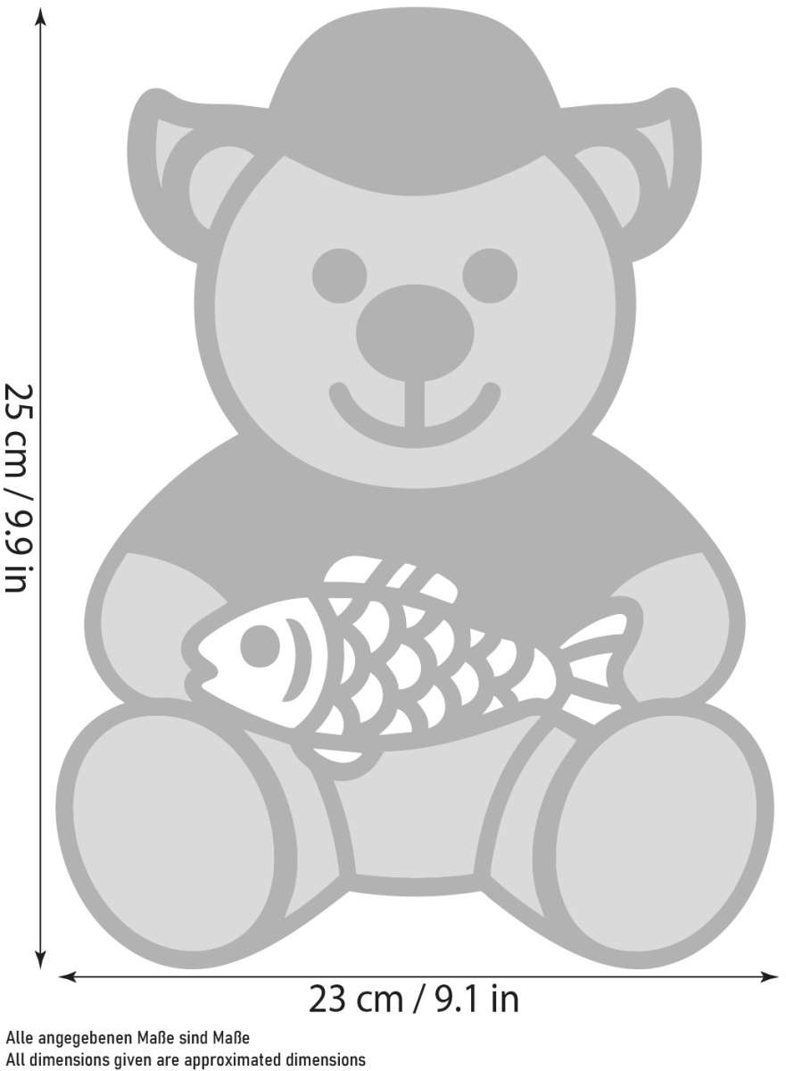 Teddybär Angler mit Fisch und Anglerhut - 25 cm