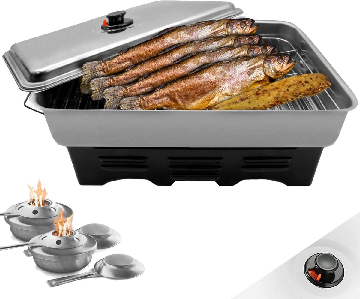 Eurocatch Edelstahl Tischräucherofen Deluxe 40x25x19cm