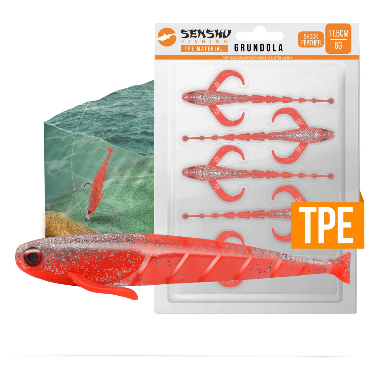 Senshu Grundel Kunstköder 11,5 cm – 5er Set für Raubfische