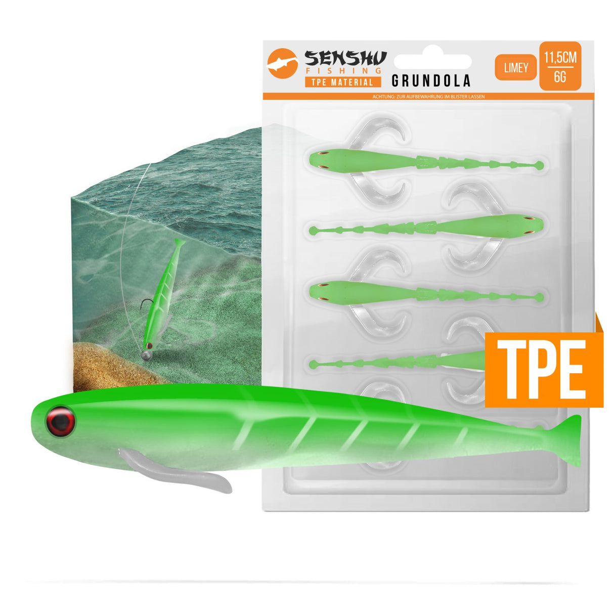 Senshu Grundel Kunstköder 11,5 cm – 5er Set für Raubfische