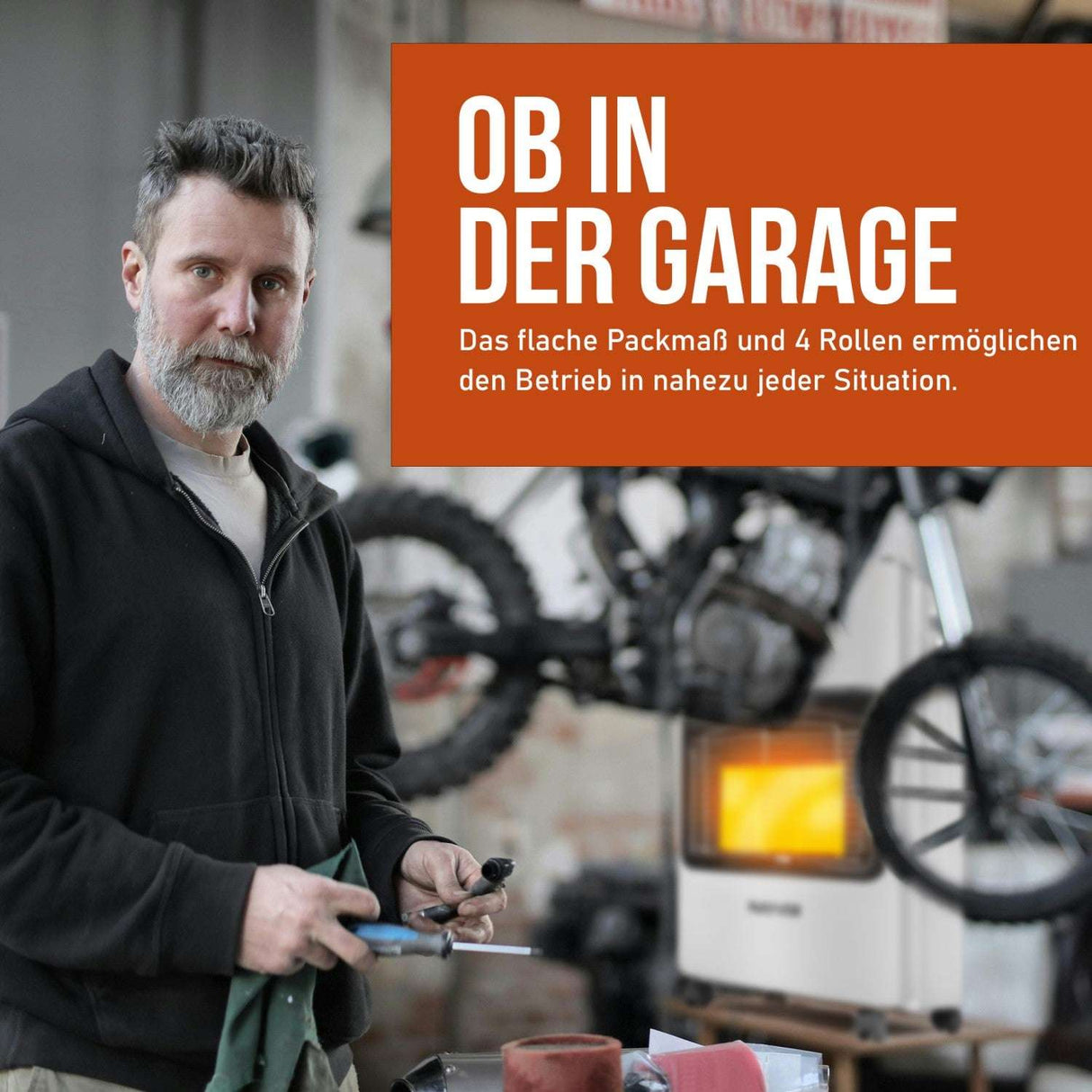 Nayver Mobile Gaskachel 4200W – Weiß & Faltbar