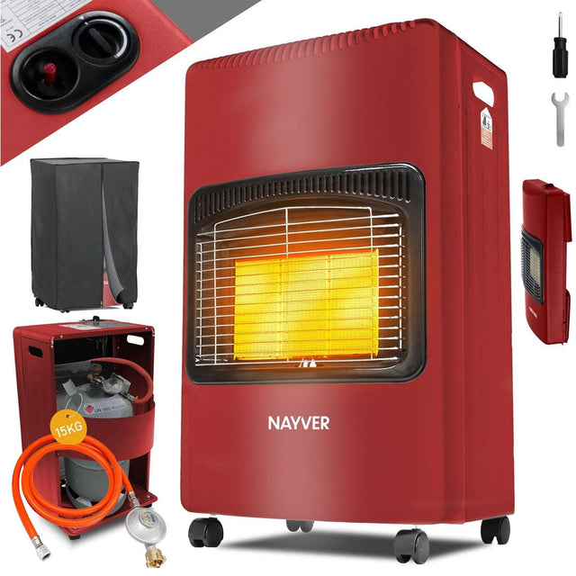 Nayver Mobile Gaskachel 4200W – Rot & Faltbar