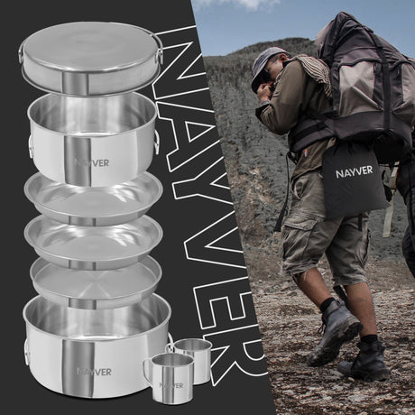 NAYVER Kochset - Outdoor Töpfe, Pfannen & Tassen