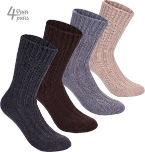 Brubaker 4 Paar Alpakasocken – Grau-Braun Mix