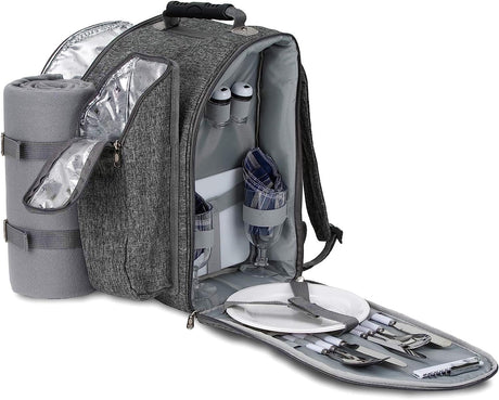 BRUBAKER Picknickrucksack 2 Personen Schwarz