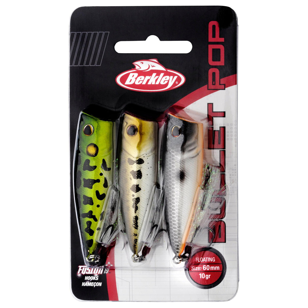 Berkley Bullet Pop lot de 3 – Ensemble de leurres flottants Popper pour perches et aspes