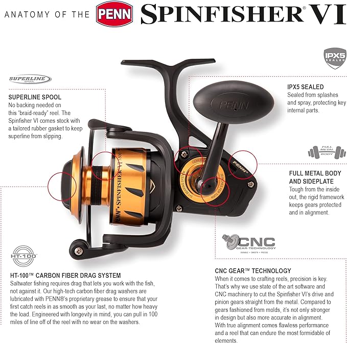 Penn Spinfisher VI 3500 Allround Angelrolle – Salzwasser geeignet