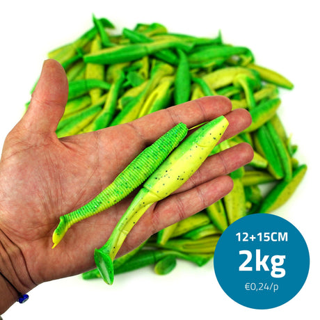 Eurocatch | Bulkshads Softbaits | 2 kg – Bulkverpackung für Raubfisch Grün - 12+15cm - 16g