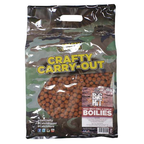 Crafty Catcher Big Hit Spicy Krill & Garlic Boilies 5kg